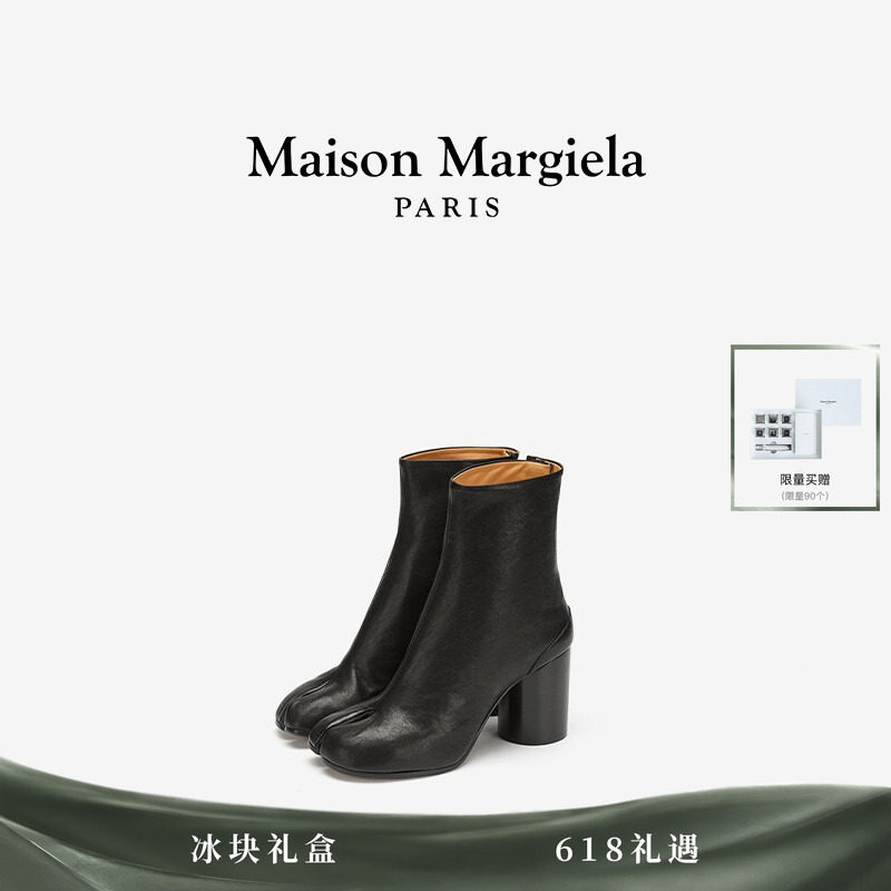 [限量买赠]Maison Margiela马吉拉Tabi分趾羊皮革中筒靴高跟鞋8cm