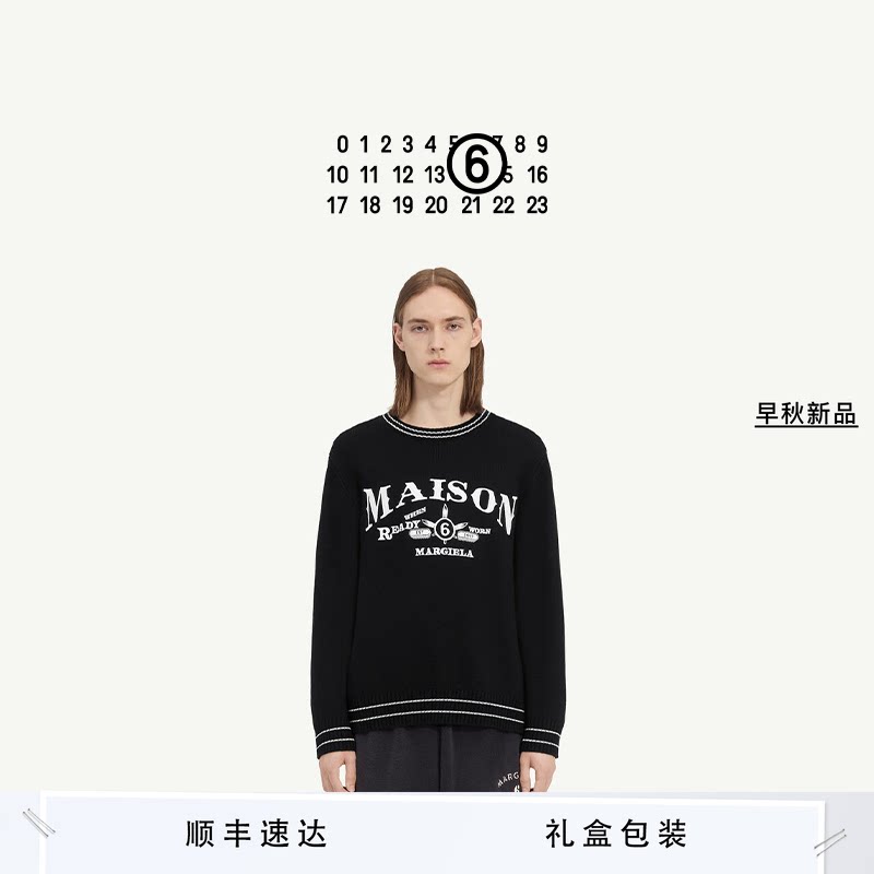MM6日常休闲长袖套头圆领毛衣