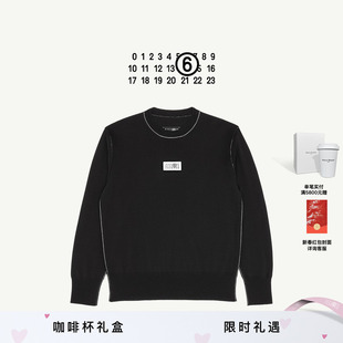 MM6简约数字Logo标签装饰圆领套头长袖针织衫毛衣上衣