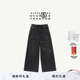 通勤长裤 MM6泼墨效果黑色休闲宽松直筒弯刀裤 牛仔裤 子