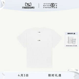 MM6数字Logo标签休闲短袖 白T恤打底衫 宽松情侣上衣衣服 12期免息