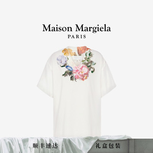 MaisonMargiela马吉拉V领印花短袖T恤线下同款