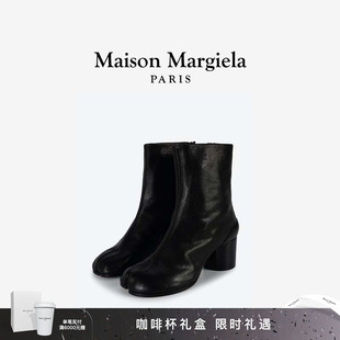 Maison 6cm Margiela马吉拉Tabi羊皮革黑色通勤高跟靴子女分趾鞋