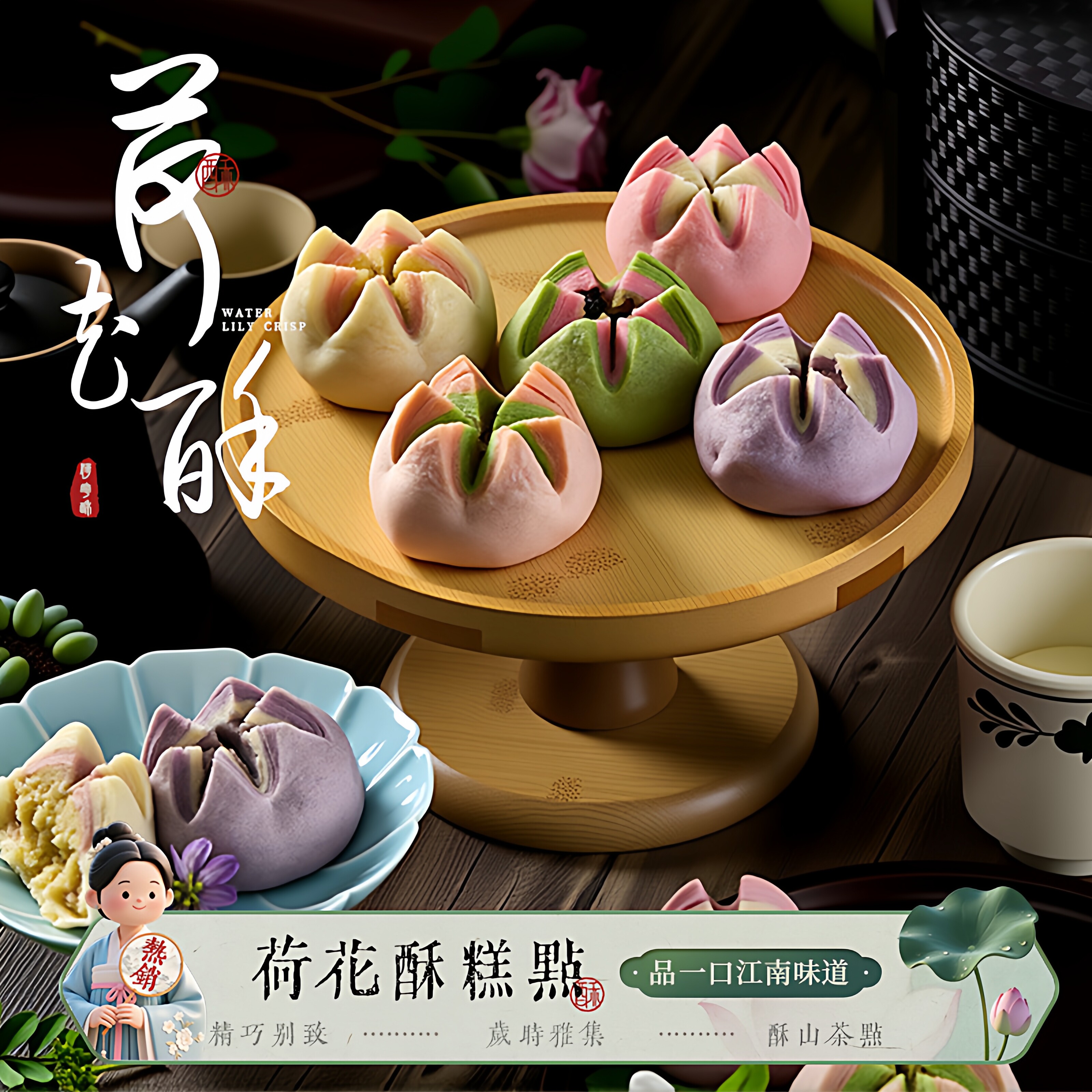荷花酥传统中式糕点茶点心酥饼喜饼休闲食品零食结婚摆台伴手礼