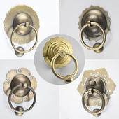 仿古中式 六角门环系列黄铜大拉手古建别墅大门铜门环兽头铜把手