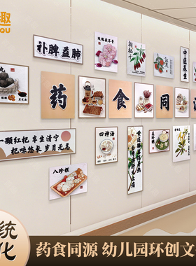 中医养生药食同源中式文化墙贴