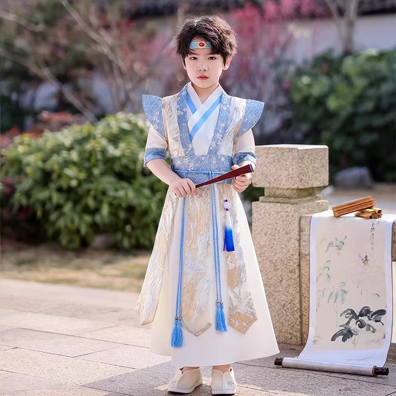 短袖夏季男童汉服，高档布料，透气舒适