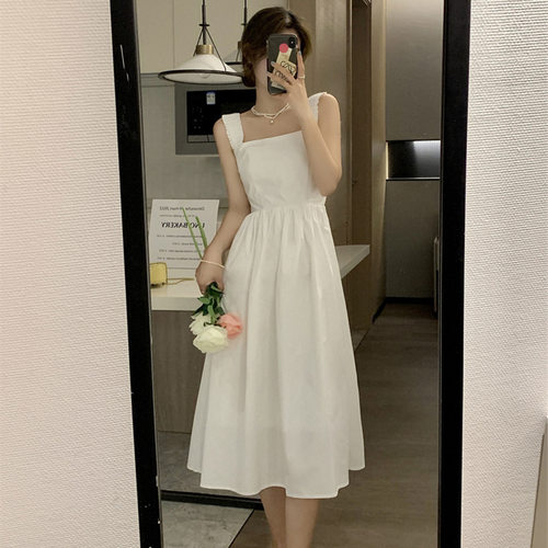 法式连衣裙女夏季新款中长款收腰显瘦外穿气质初恋吊带裙无袖女装