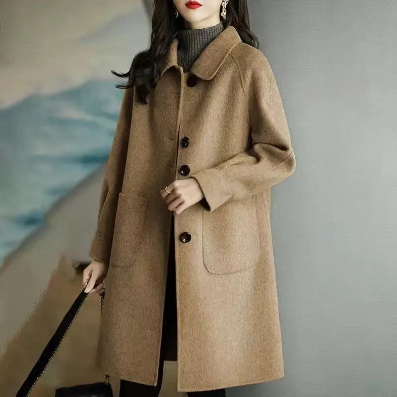 风衣外套女毛呢秋冬新款小个子加厚韩版修身气质中长款呢子大衣潮