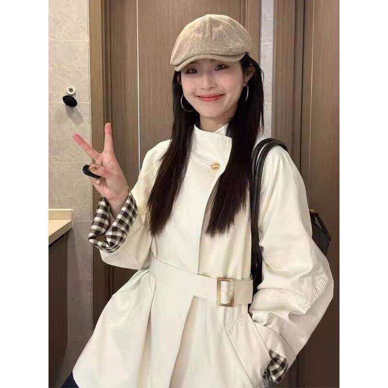 白色风衣外套女短款2025春秋新款爆款高级感小个子日系休闲中长款