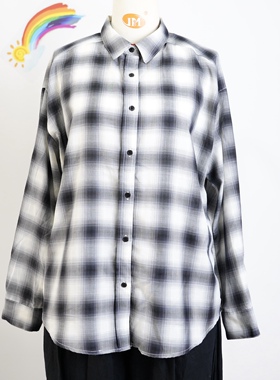 JCC STUDIO日系棉涤混格子宽松休闲百搭通勤衬衫