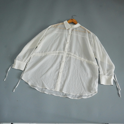 JCC studio日系聚酯氨纶混纱网纱宽松衬衫防晒衫罩衫B160L79