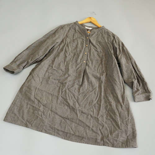 JCC studio双层纱日系全棉圆领宽松舒适中长款衬衫NAB130L90
