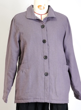 JCC studio日系春夏新款翻领单排扣纯色气质棉服外套女