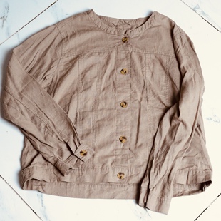 JCC 外套B112H58 studio日系棉麻混纺宽松休闲小立领衬衫