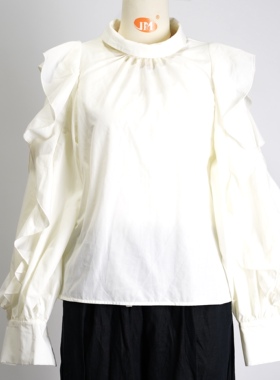 JCC STUDIO日系甜美花边荷叶边衬衫