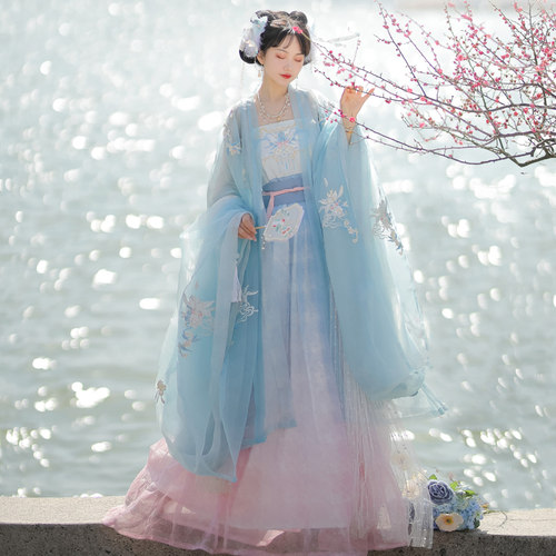 裳云兮清新绣花渐变诃子裙汉服女