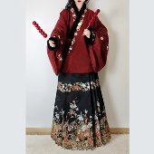 裳云兮 直领短袄日常马面裙套装 鸟语花香 明制汉服加绒对穿交冬款