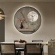 万年历新中式 圆形钟表挂钟客饭厅装 饰画高级感时钟表挂墙玄关壁灯