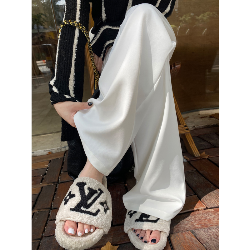 白色西装裤女春秋2024新款高腰垂感高级感阔腿裤休闲窄版直筒裤子
