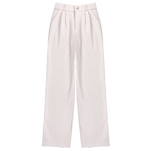 白色裤子女秋冬季2023新款加绒针织雪尼尔阔腿裤灯芯绒休闲西装裤