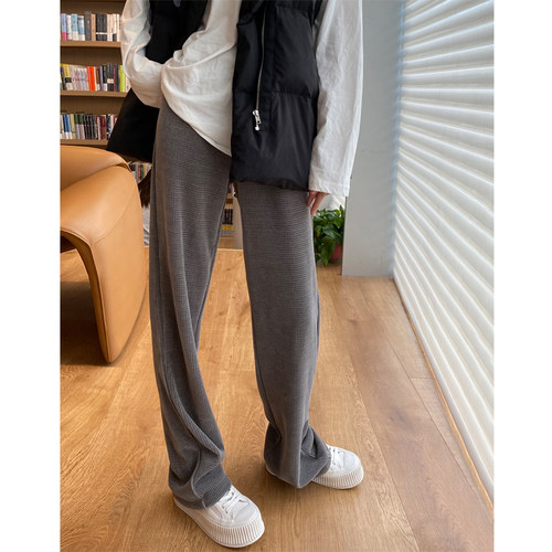 高腰阔腿裤加绒加厚雪尼尔