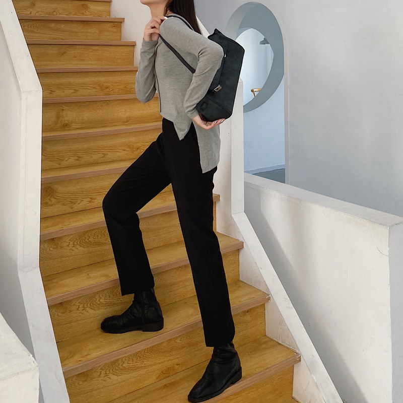 毛呢裤子女秋冬新款高腰工装裤女加厚呢子休闲百搭显瘦西装烟管裤