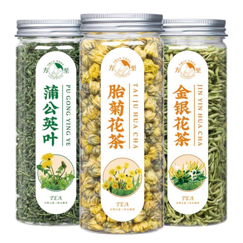 菊花茶叶组合型花草茶罐装新茶胎菊金银花蒲公英叶3罐装共170g