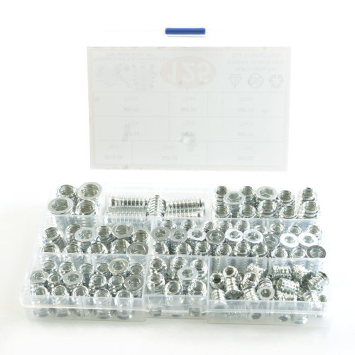 66pcs-100pcs-125pcs铁镀白锌沉头内外牙带介螺母 M6M8M10套装
