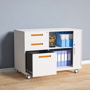 钢制卷帘门活动柜公司商务办公加厚矮柜档案资料收纳卷门柜