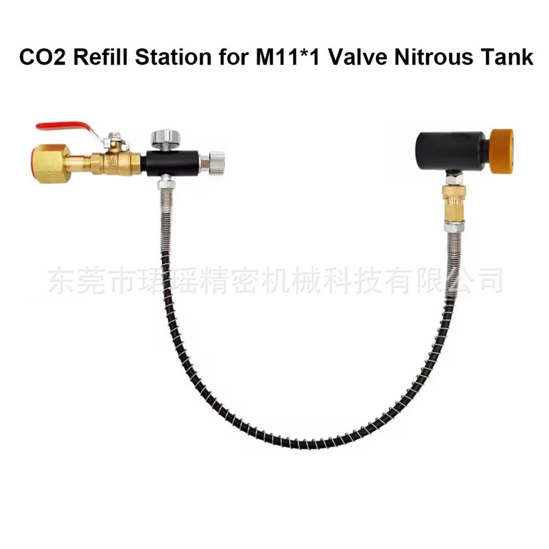 供应N2O充气接头M11*1螺纹快速连接适配器G5/8带1米全簧管