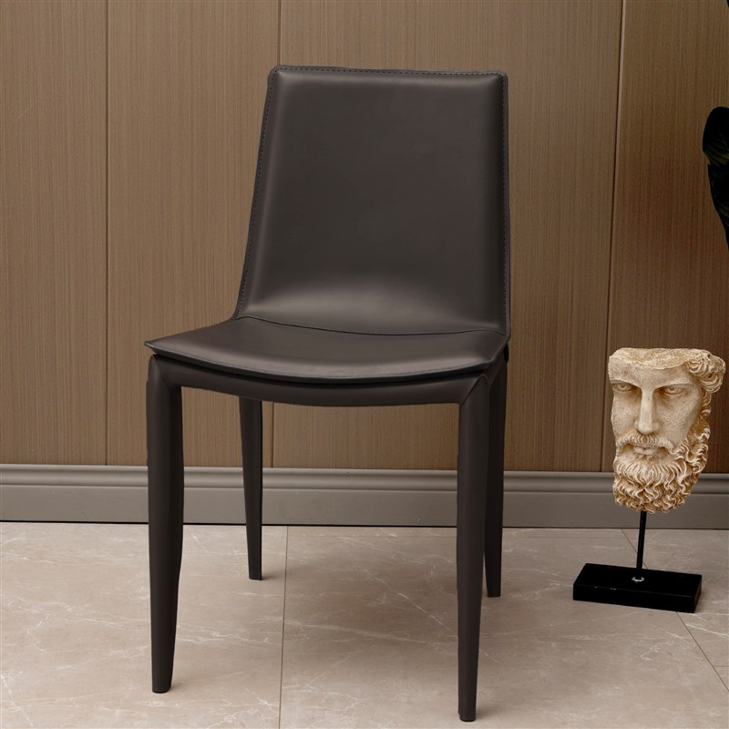 意式极简马鞍皮餐椅现代简约家用靠背椅轻奢创意皮艺酒店书桌椅子