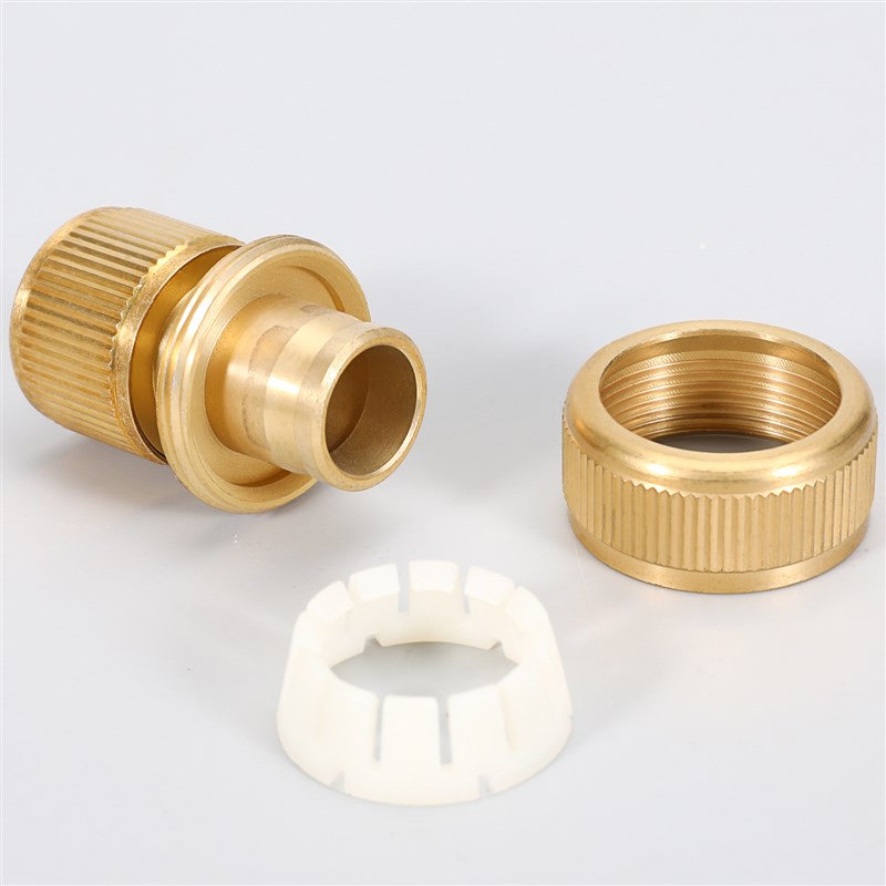 园林水管快速接头黄铜美式3/4花园水管连接公母接头配件6分快接头