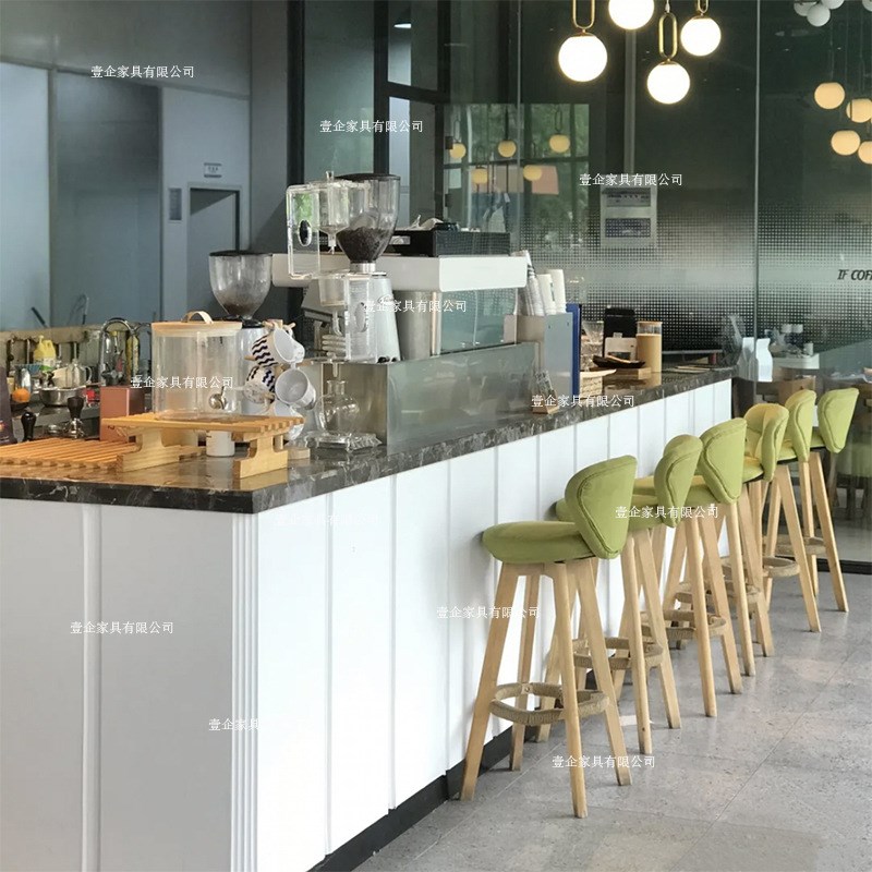 北欧风网红咖啡厅奶茶店前台高脚凳酒吧吧台实木高椅子简约吧椅