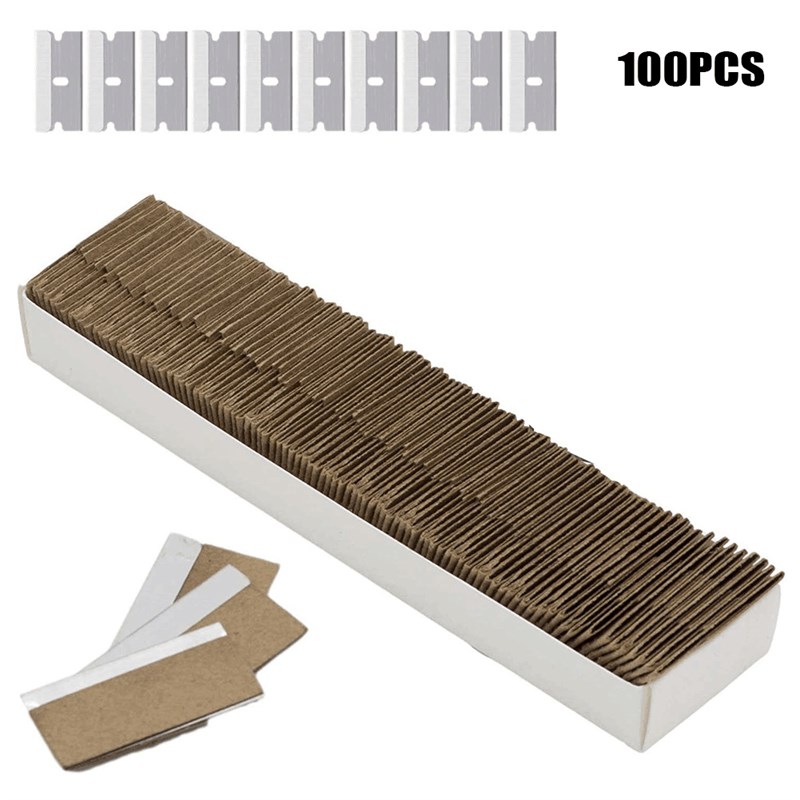 100pcs金属刀片不干胶贴花贴纸车窗门窗残留物清洁去除工具