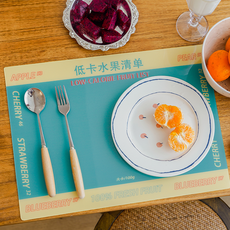 左咸敦道文字格子pvc餐垫防水防油宠物餐盘碗垫杯垫儿童学生餐垫