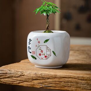 多肉花盆陶瓷创意个性造型透气简约有孔中国风喜乐植物盆栽装饰