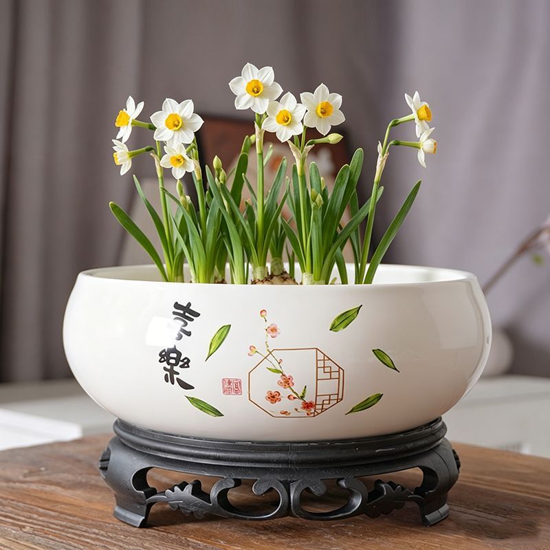 水培花盆陶瓷水仙花一叶莲莲花铜钱草大号缸盆无孔碗莲睡莲绿植盆