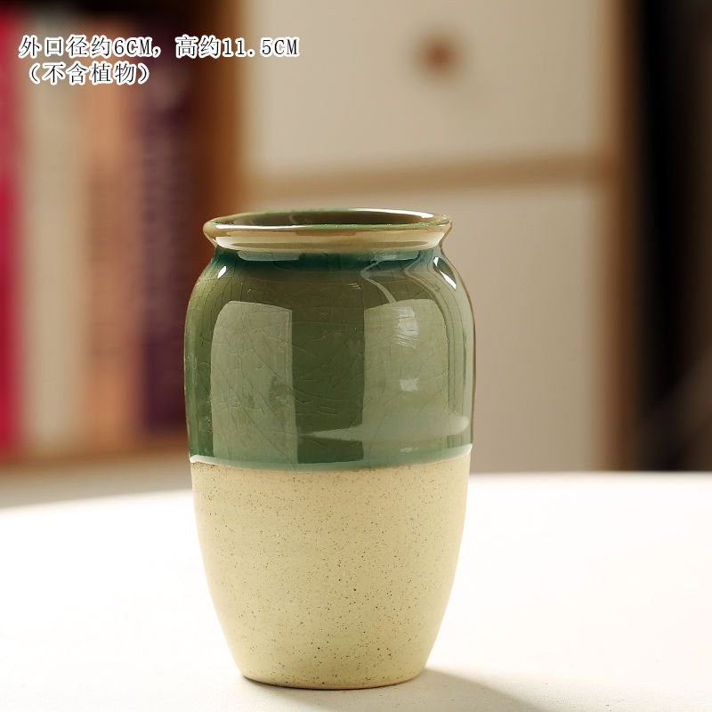 两色上冰裂家用多肉花盆圆口瘦高桩陶瓷创意个性简约高筒特价清仓