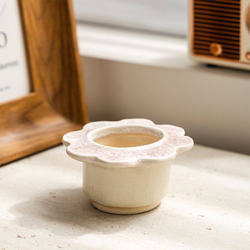 多肉花盆陶瓷冰裂创意个性精美造型透气家用桌面装饰釉面肉肉花盆