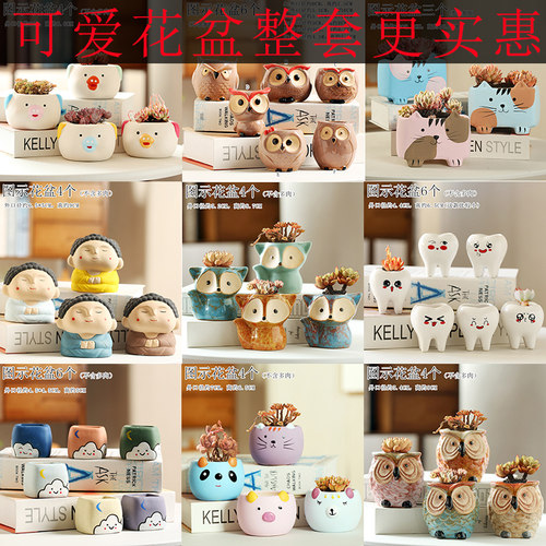 陶瓷卡通风特价包邮拇指多肉花盆