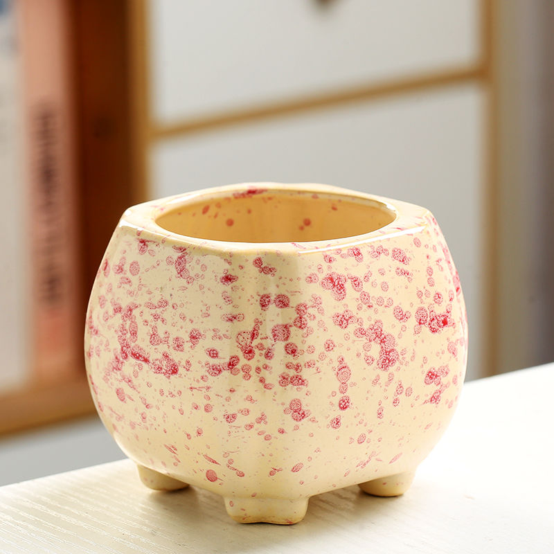 多肉花盆陶瓷新款透气有孔多肉组合花盆家用上釉简约创意个性造型