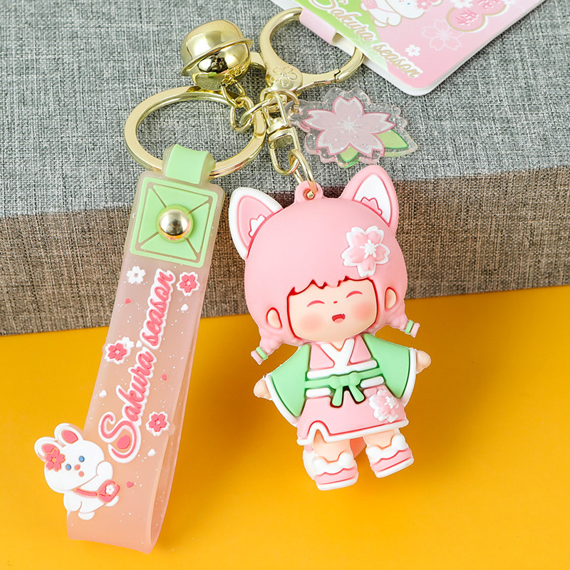 Jinnew樱花小狐仙少女粉可爱呆萌钥匙扣书包小挂件同学礼品ins女