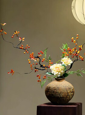 新中式陶瓷花瓶侘寂禅意摆件