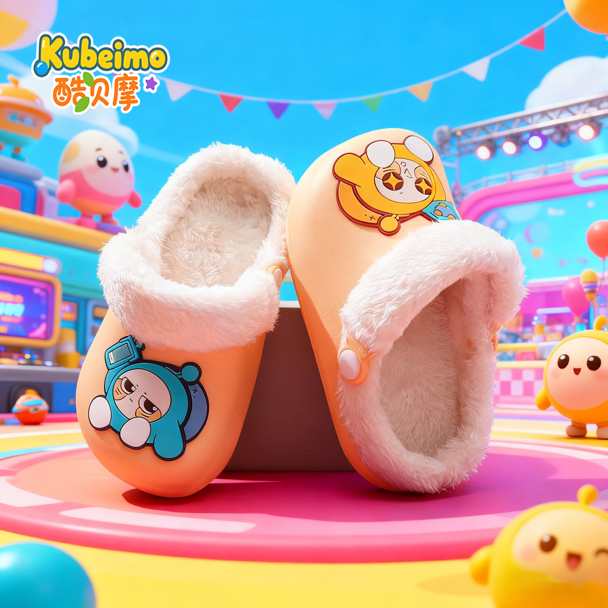 旦仔儿童棉拖鞋女童2026新款室内秋冬防滑男童加绒保暖毛毛拖