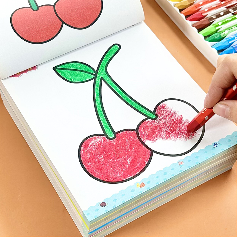 幼儿涂色画画本蜡笔涂鸦送画笔