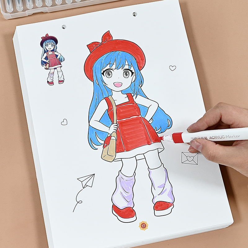 马克纸涂色画画本涂鸦不透色
