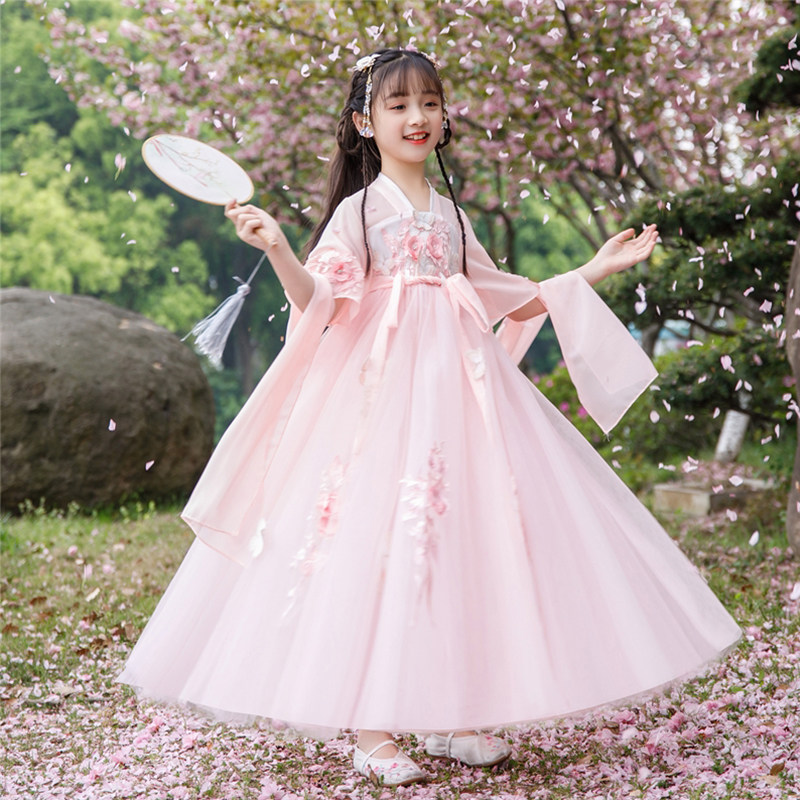 汉服女童夏装连衣裙儿童装樱花公主裙子夏季古风唐装夏天2026新款图片