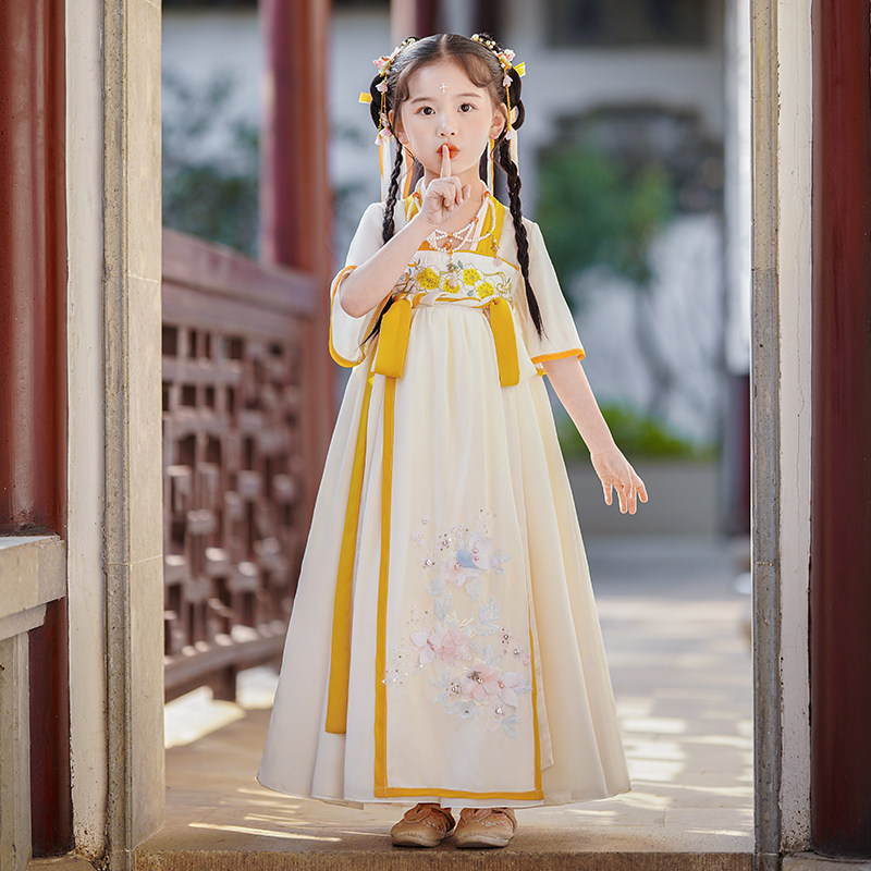 汉服女童夏季2026新款儿童唐装夏款古风中秋演出服女孩中国风古装
