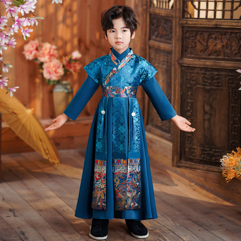 汉服男童夏季2026新款男款中秋儿童古风唐装演出服夏款中国风古装图片